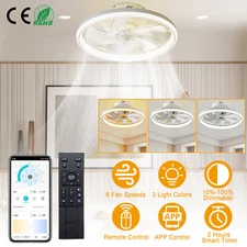 6 Speeds Ceiling Fan Light Round Pendant LED Lamp Chandelier Remote Control Fans
