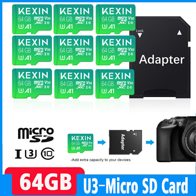 64GB Micro SD Card Memory Card TF Camera Class 10 Fast Flash Cards +Adapter Lot
