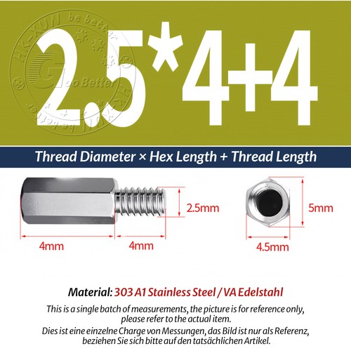 M2-M10 Male-Female Stainless Steel Hex Standoff Screw Spacer Pillar Hex Support - Picture 33 of 180