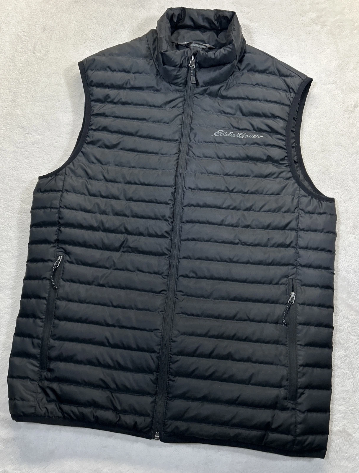 Eddie Bauer Down Puffer Vest Men’s Small Black EB650 Nylon Full Zip Outdoors