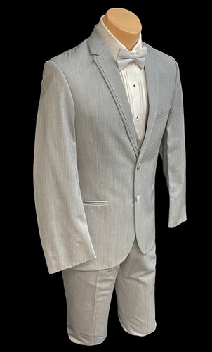 Boys Michael Kors Grey Tuxedo Suit with Flat Front Pants & Vest Boys Size 6 - Picture 3 of 5