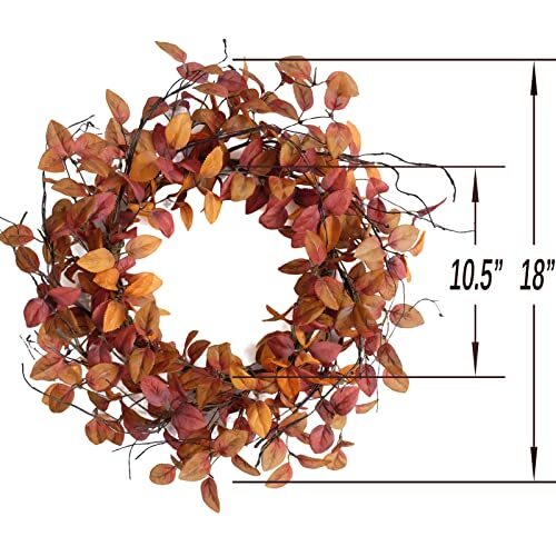 18" Fall Leaves Wreath for Front Door, Harvest and Thanksgiving Front Door - Afbeelding 3 van 8