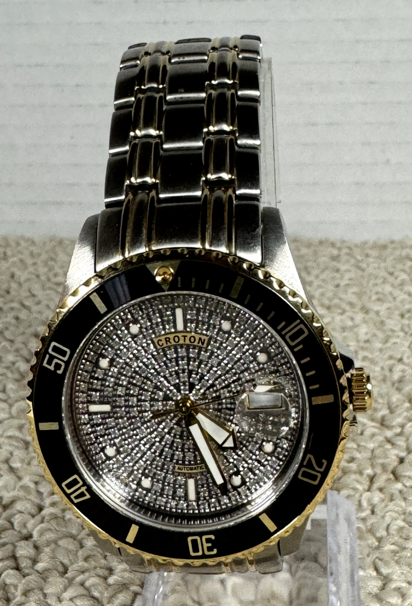 Croton CA301142 Limited Edition Green Bezel Real Pave Diamond Face