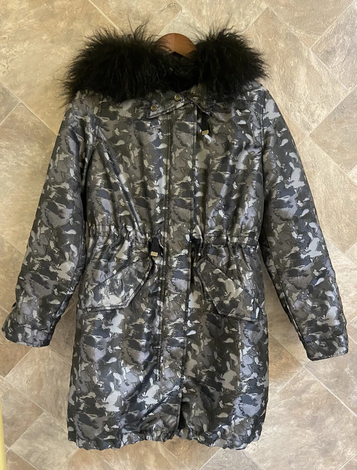 Casaco feminino Top Shop 4 preto e prata removível pele sintética com capuz - Imagem 3 de 4