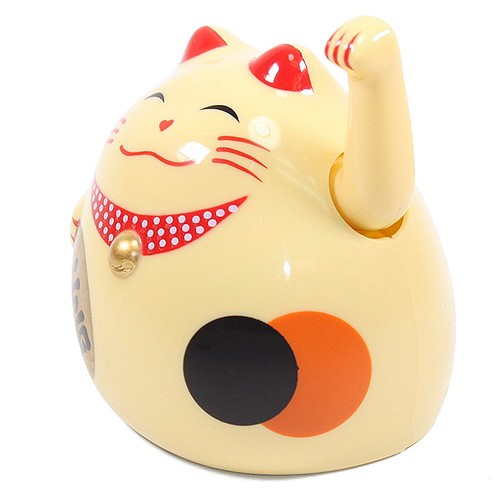 Weiß & Gold winkende Glückskatzen Maneki Neko Spielzeug Wohndeko Geschäftsgeschenk - Bild 4 von 9