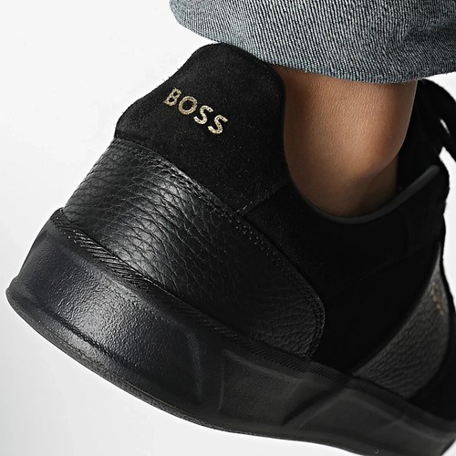 Boss by Hugo Boss Tenn Zapatillas Negras Todas las Tallas Gamuza Cuero PVP £229 HBBBG1 - Imagen 4 de 12