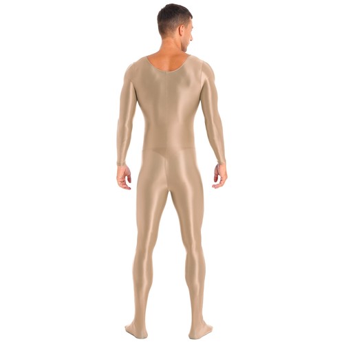 Mens Glossy Smooth Long Sleeve Jumpsuit Bodystocking Nightwear Bodysuit Unitard - Picture 50 of 77