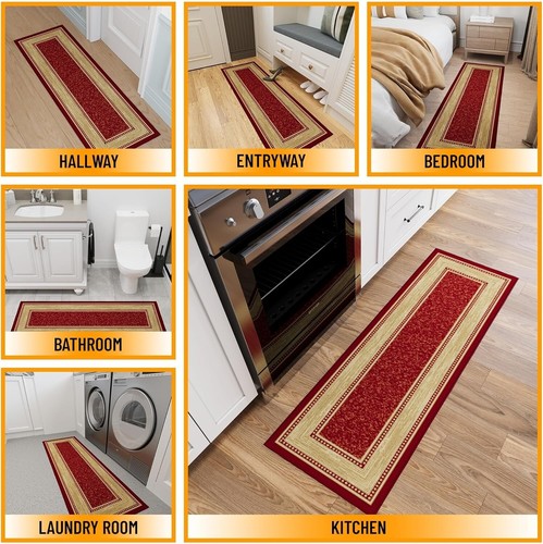 Runner Rug 20" X 59" Brown Area Rugs Indoor/Outdoor Mat Non-Slip Rubber Backing. - Picture 9 of 10