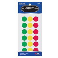 Bazic Assorted Color 3/4in Round Label 306/pack Case Of 24, Bazic Assorted Color 3/4in Round Label 306/pack Case Of 24,