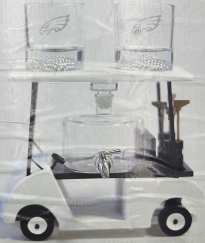NFL Philadelphia Eagles Golf Cart Decanter with 2 rocks 1 Decanter And Golf Cart - Picture 2 of 7