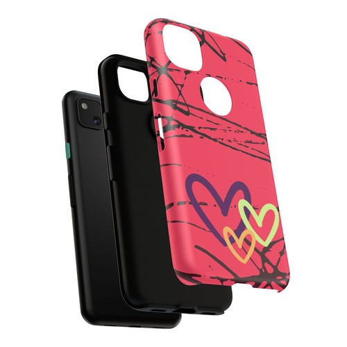 Graffiti hot Pink, Green, Orange Hearts Tough Phone Case fr Iphone Samsung Pixel - 第 178/285 張圖片