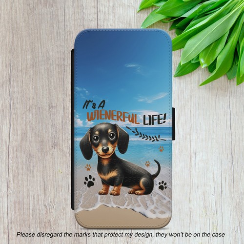 SAUSAGE DOG FLIP CASE FOR IPHONE SAMSUNG GOOGLE WIENER GIFT WALLET PHONE COVER - Picture 5 of 24