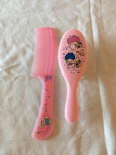 Vintage Little Twin Stars Brush and Comb set, 1980s, pink, Sanrio