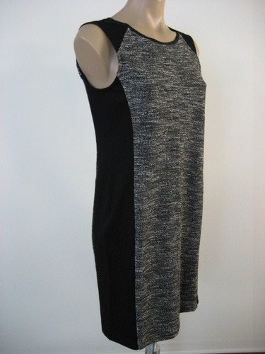 Vestido EILEEN FISHER Negro Tweedy Tejido Algodón Ponte Elástico M Mediano Nuevo con Etiquetas $298 - Imagen 2 de 7
