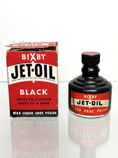 Vintage Bixby Jet Oil Wax Liquid Black Shoe Polish Bottle  Box Indianapolis IN
