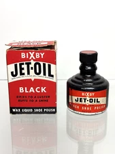 Vintage Bixby Jet Oil Wax Liquid Black Shoe Polish Bottle & Box Indianapolis IN