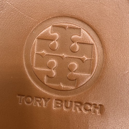 Tory Burch Ines 80mm Leather Wedge Slide in Tan Spark Gold SIZE 7.5 M Platform - Picture 11 of 13