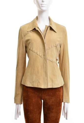 Vintage DOLCE GABBANA D&G Suede Lace Up Western Jacket Leopard Print 44IT / M-L