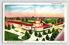 Postcard New York City NY NYC World Fair Cosmetics Building 1939 Linen Posted