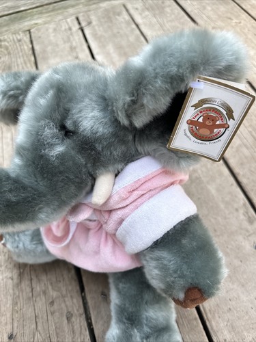 The Bear Factory 15" grauer Elefant Plüschtier super Stofftier mit rosa Robe Etikett - Bild 3 von 7