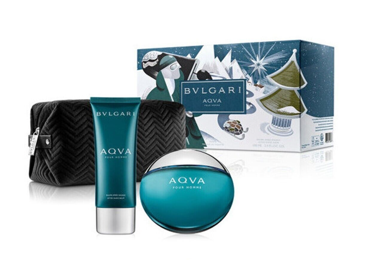 BVLGARI　AQVA　essential set Aqva Pour Homme by Bvlgari Eau De Toilette Set for Men 3.4oz
