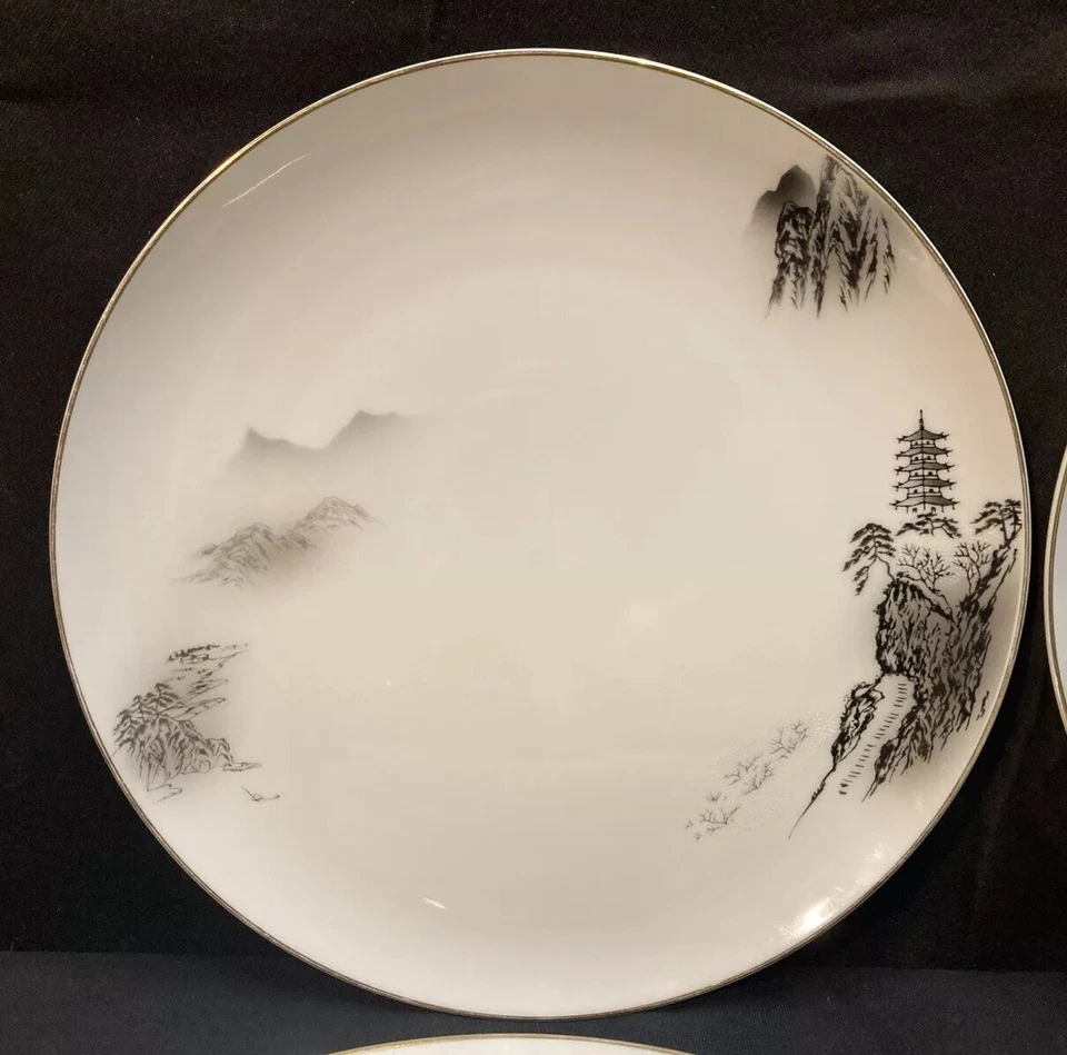 Fukagawa Arita Patrón No. Juego de 4 platos de cena 903 Japón pintados a mano 10” Foto 2 de 4