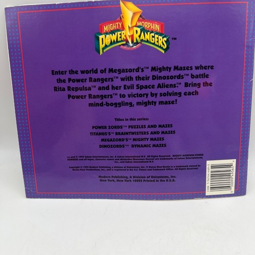 Mighty Morphin Powers Rangers Megazords Mighty Mazes Activity Book Vintage 1994 - Picture 3 of 8