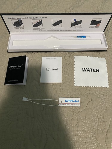 CRRJU Black Dial Round Case Black Leather Band Watch - Picture 3 of 5