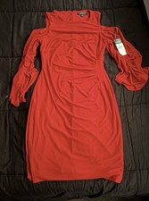 *New Womens Lauren Size 6 Red 1/2 Sleeve Below The Knee Dress Ralph Lauren *Tags