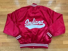 Vintage Indiana Hoosiers Jacket Sz XXL Satin Snap Bomber NCAA The Jacket Factory