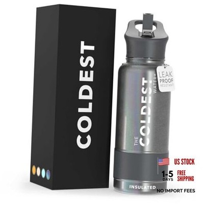 Coldest Insulated Water Bottle with Straw Lid - Stainless Steel Metal
