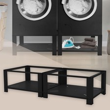 Socle machine à laver double avec étagère base sèche-linge noir 150 kg/support