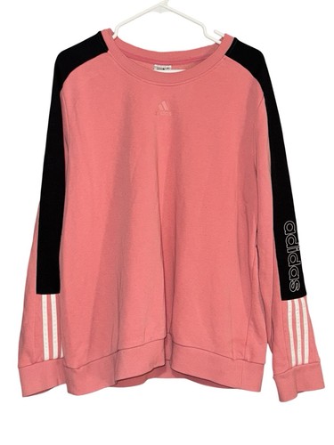 adidas Essentials Colorblocked Sweatshirt Women’s Sz 2XL Pink Black Crewneck - Picture 3 of 8