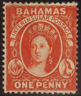 Bahamas 1 P. rot Wz. Krone CC gez 14 ungebraucht gut gezähnt und farbfrisch