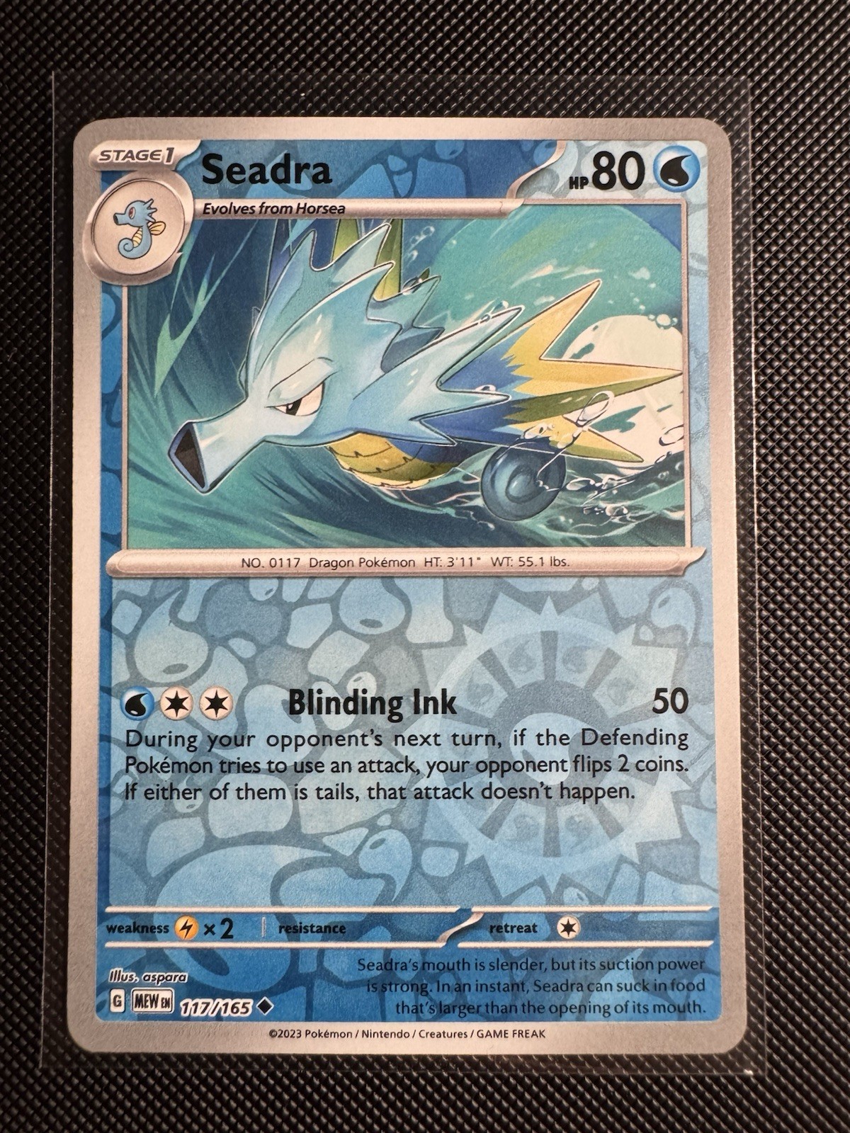 Pokémon  151 - Seadra 117/165  - Reverse Holo - NM/M