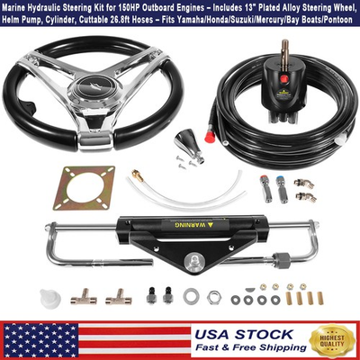 #ad Marine Hydraulic Steering Kit for 150HP Outboard Engine Complete Marine System $475.00