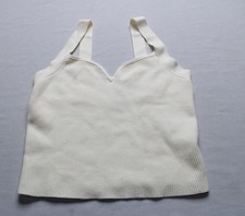 Abercrombie Fitch Women's Solid Sweetheart Cropped Ribbed Tank EJ3 Ivory Large