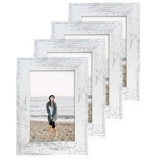 4x6 Picture Frame Set of 4, High Definition Glass Distressed White Frame, 4 x...