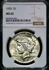 1935 Peace Silver One $1 Dollar - NGC MS 62   CC839