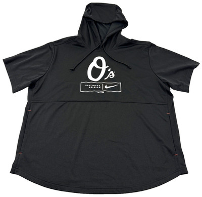 Baltimore Orioles Nike Dri-FIT Hoodie Mens XL Short Sleeve MLB Pullover EUC Blk