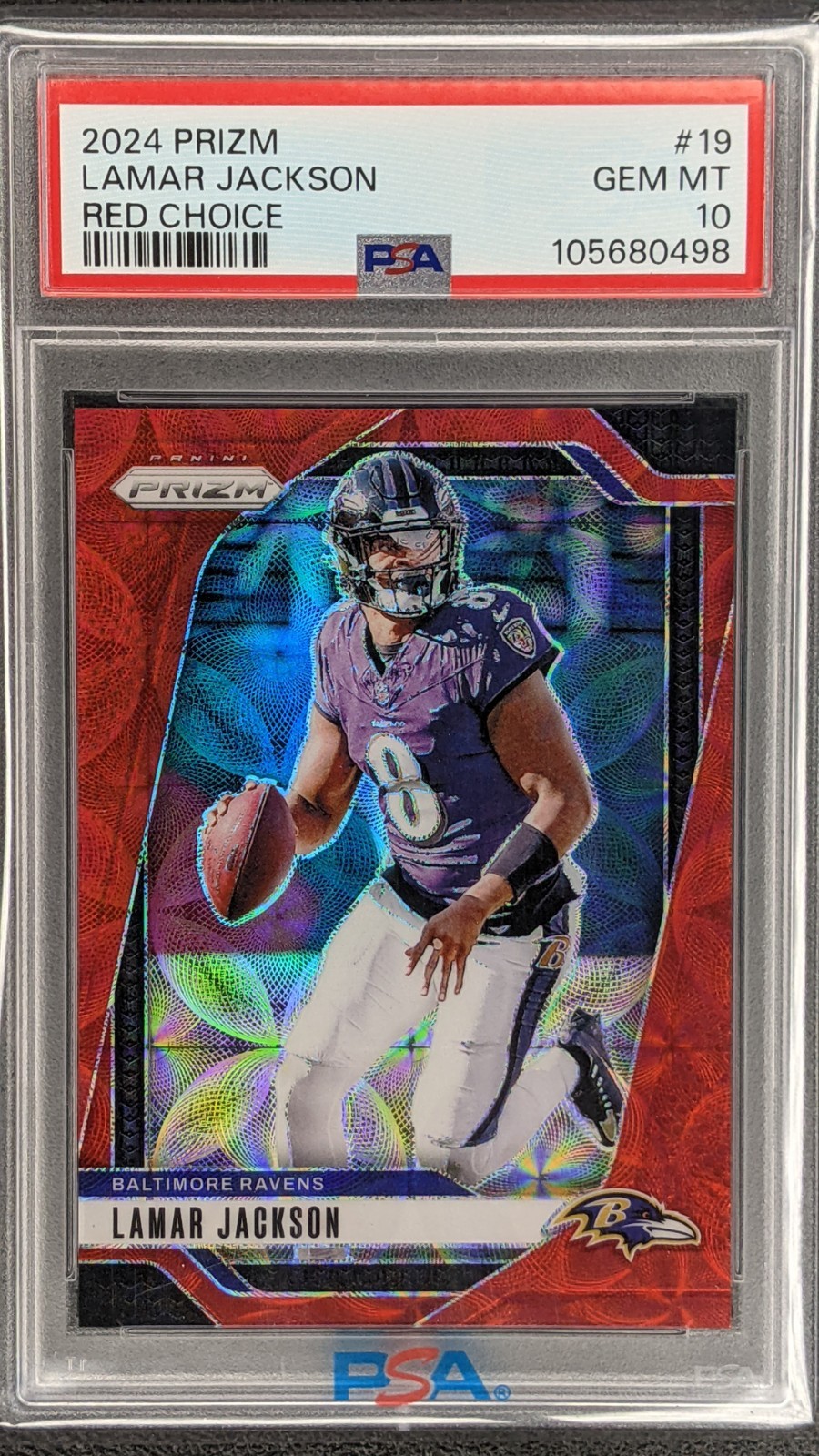 LAMAR JACKSON 2024 Panini Prizm #19 Red Choice /20 PSA 10 Gem Mint Ravens MVP