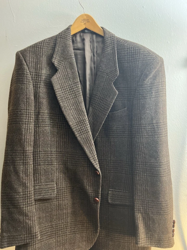 Chaqueta Blazer Hombre Tweed Marrón Cuadros J.D. Christopher London Nueva York Talla 46L Foto 3 de 4