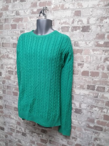 COTTON Cable Knit Sweater 3XL Teal Green Long Sleeve Classic Fit - Picture 2 of 10
