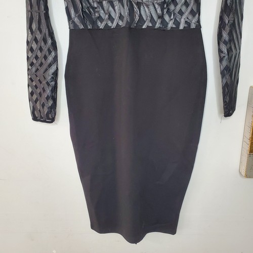 NWT A'gaci Sultry Cocktail Sheer Mesh Sexy Bodycon Dress Black M - Picture 4 of 11
