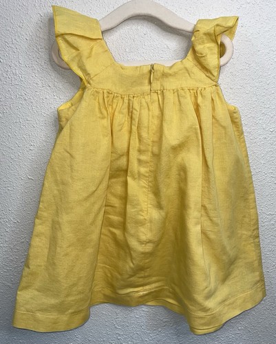 Mayoral Embroidered Girls Linen Blend Dress Ruffle Detail Size 24 Months Yellow - Picture 3 of 6