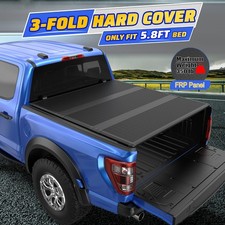 5.75.8ft 3-fold Hard Bed Tonneau Cover For 2009-2026 Dodge Ram 1500 Fiberglass