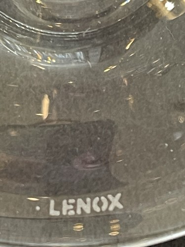 "Juego de 4 copas de vino con globo rosa jaspeado cristal Lenox 8 7/8"" firmadas en muy buen estado" - Imagen 5 de 5