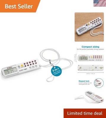 Polder Combination Clock, Timer & Stopwatch - Easy-to-Read Digital Display