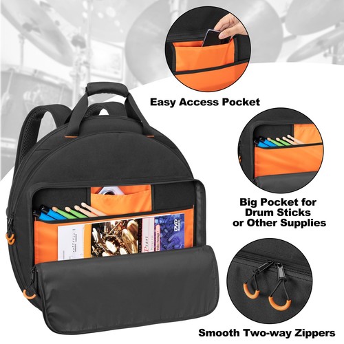 22'' Cymbal Bag, Double Layer Cymbal Gig Bag with 6mm Padded Dividers, Carry ... - Foto 3 di 8
