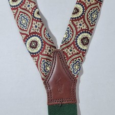VTG Polo Ralph Lauren Medallion Graphic Silk Leather Brass Suspenders